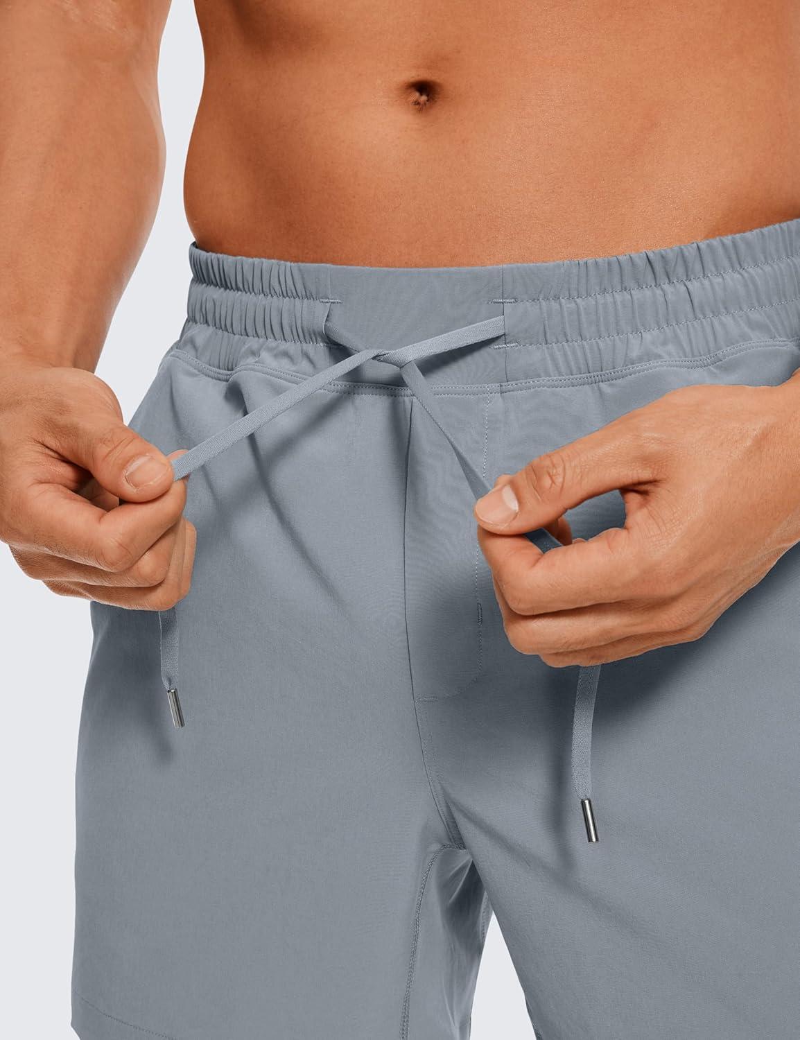 imageCRZ YOGA Mens Linerless Workout Shorts  5 Lightweight Quick Dry for Running Sports Athletic Gym with PocketsDark Carbon
