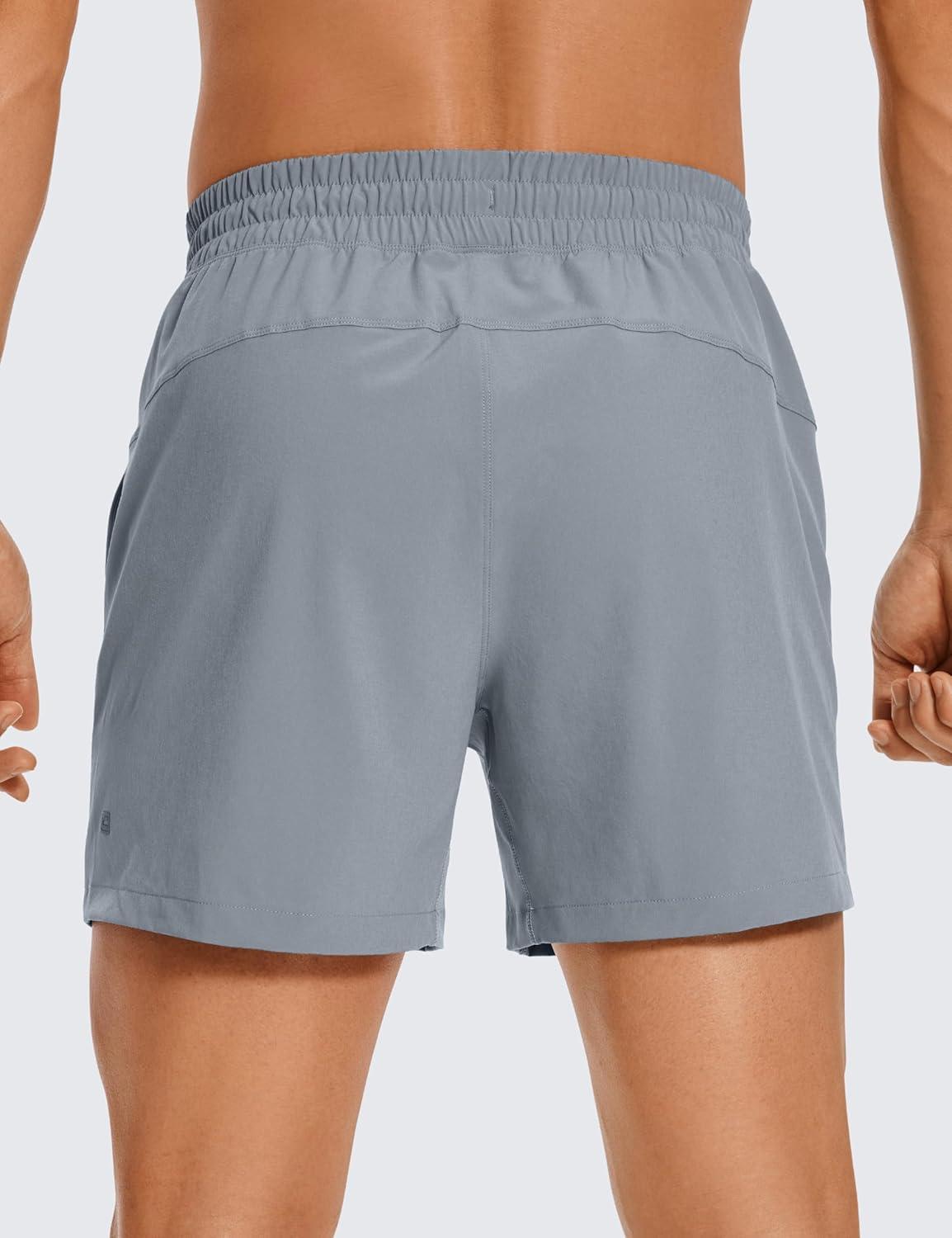 imageCRZ YOGA Mens Linerless Workout Shorts  5 Lightweight Quick Dry for Running Sports Athletic Gym with PocketsDark Carbon