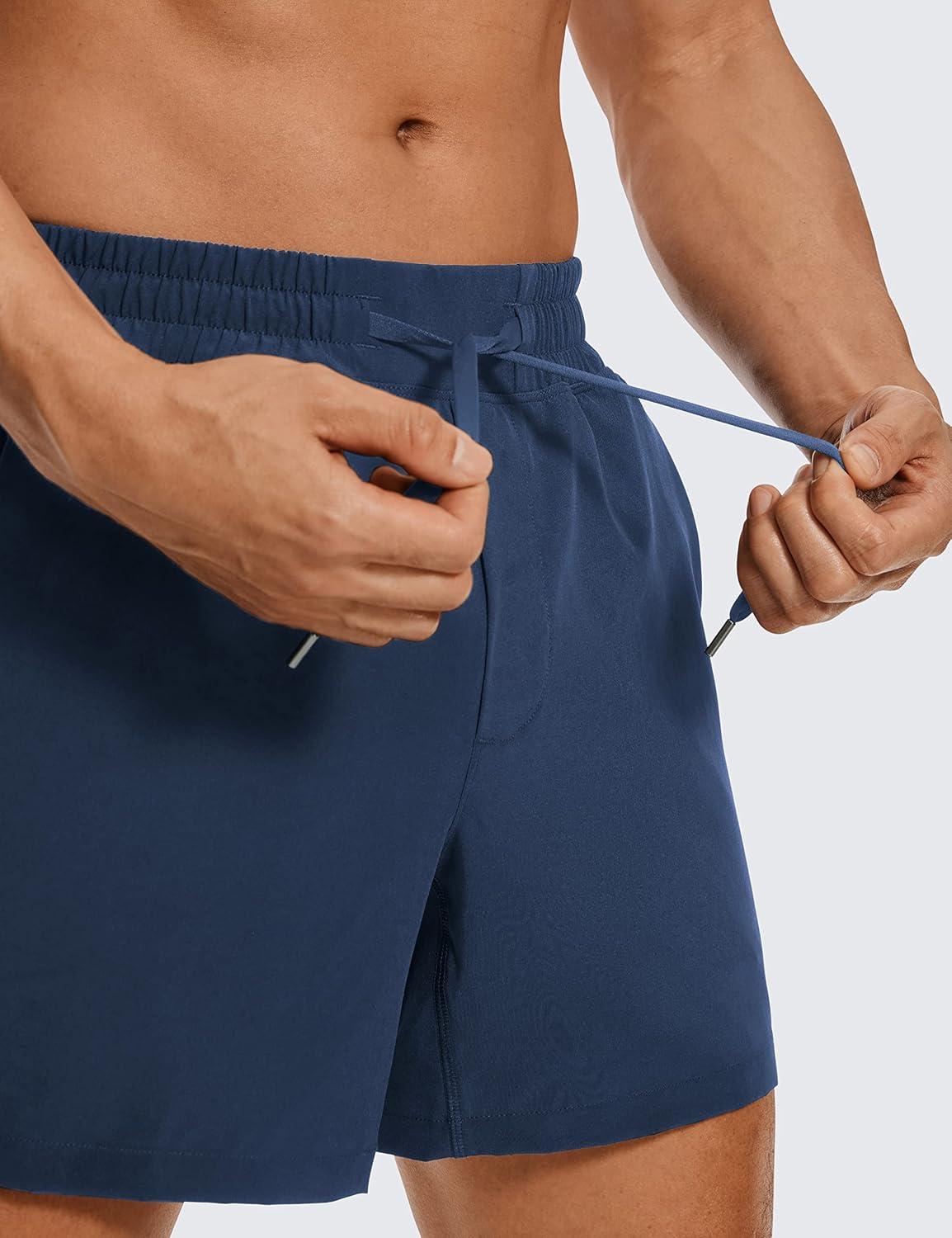 imageCRZ YOGA Mens Linerless Workout Shorts  5 Lightweight Quick Dry for Running Sports Athletic Gym with PocketsElectric Blue