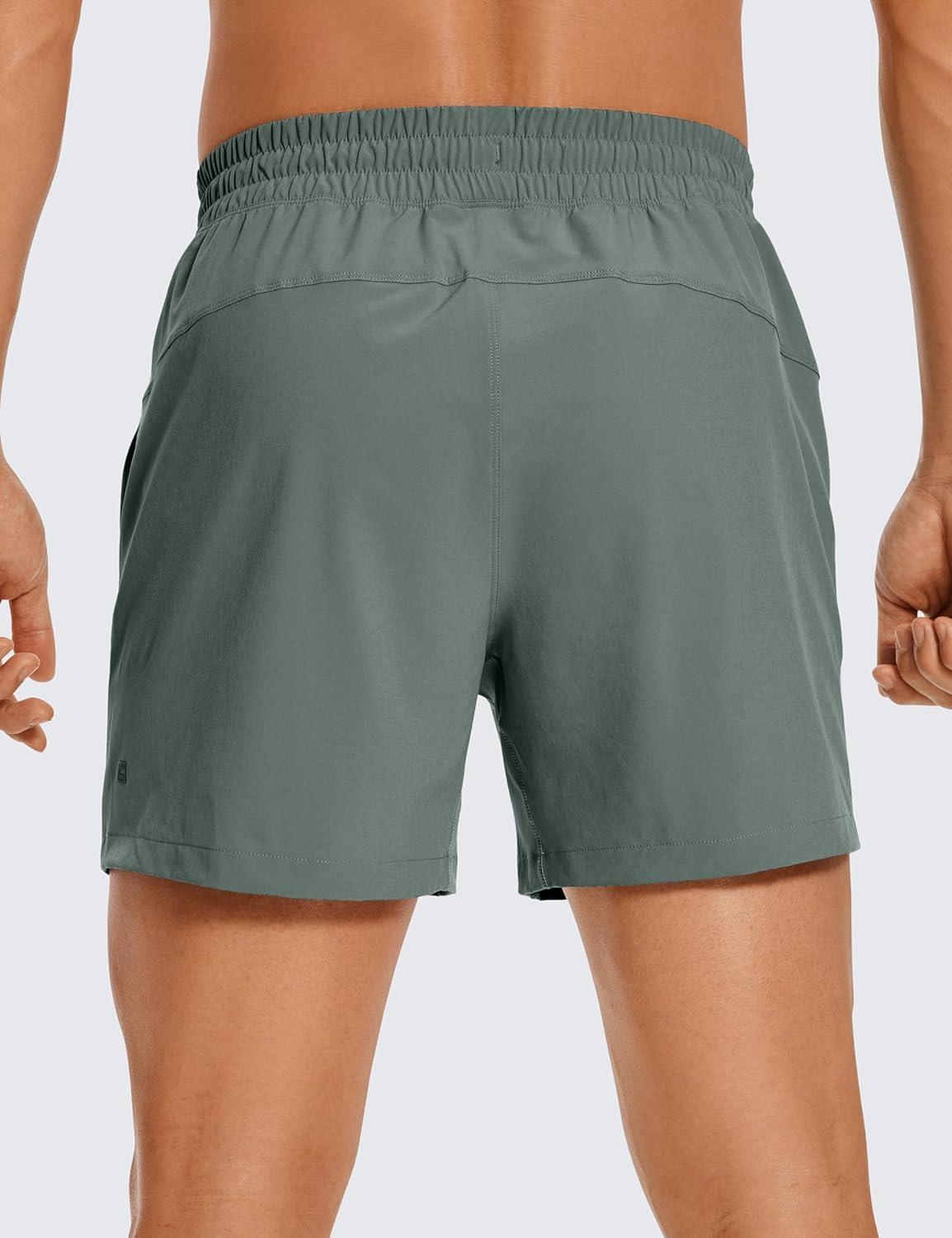 imageCRZ YOGA Mens Linerless Workout Shorts  5 Lightweight Quick Dry for Running Sports Athletic Gym with PocketsGrey Sage