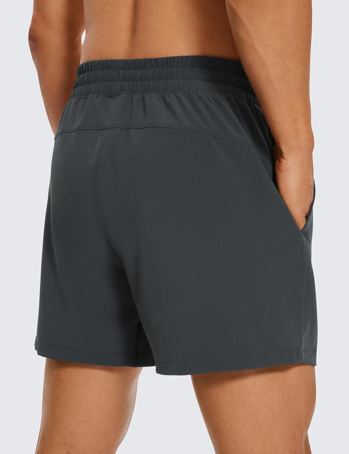 imageCRZ YOGA Mens Linerless Workout Shorts  5 Lightweight Quick Dry for Running Sports Athletic Gym with PocketsInk Gray