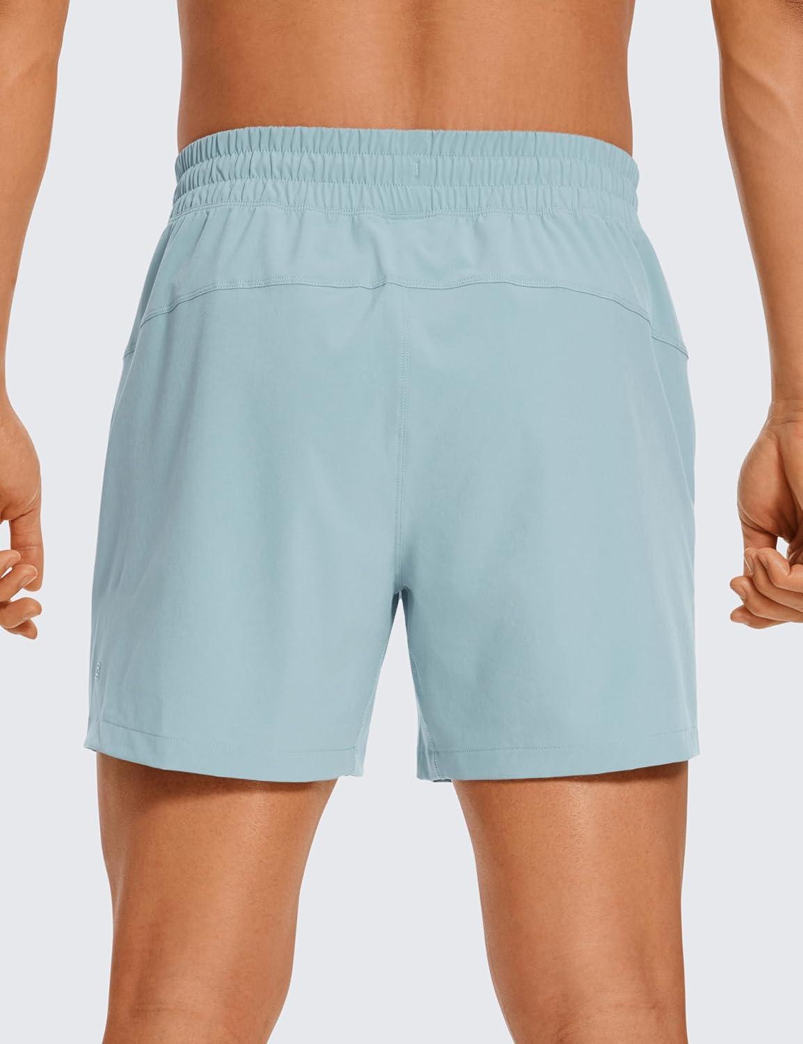 imageCRZ YOGA Mens Linerless Workout Shorts  5 Lightweight Quick Dry for Running Sports Athletic Gym with PocketsLight Grayish Blue