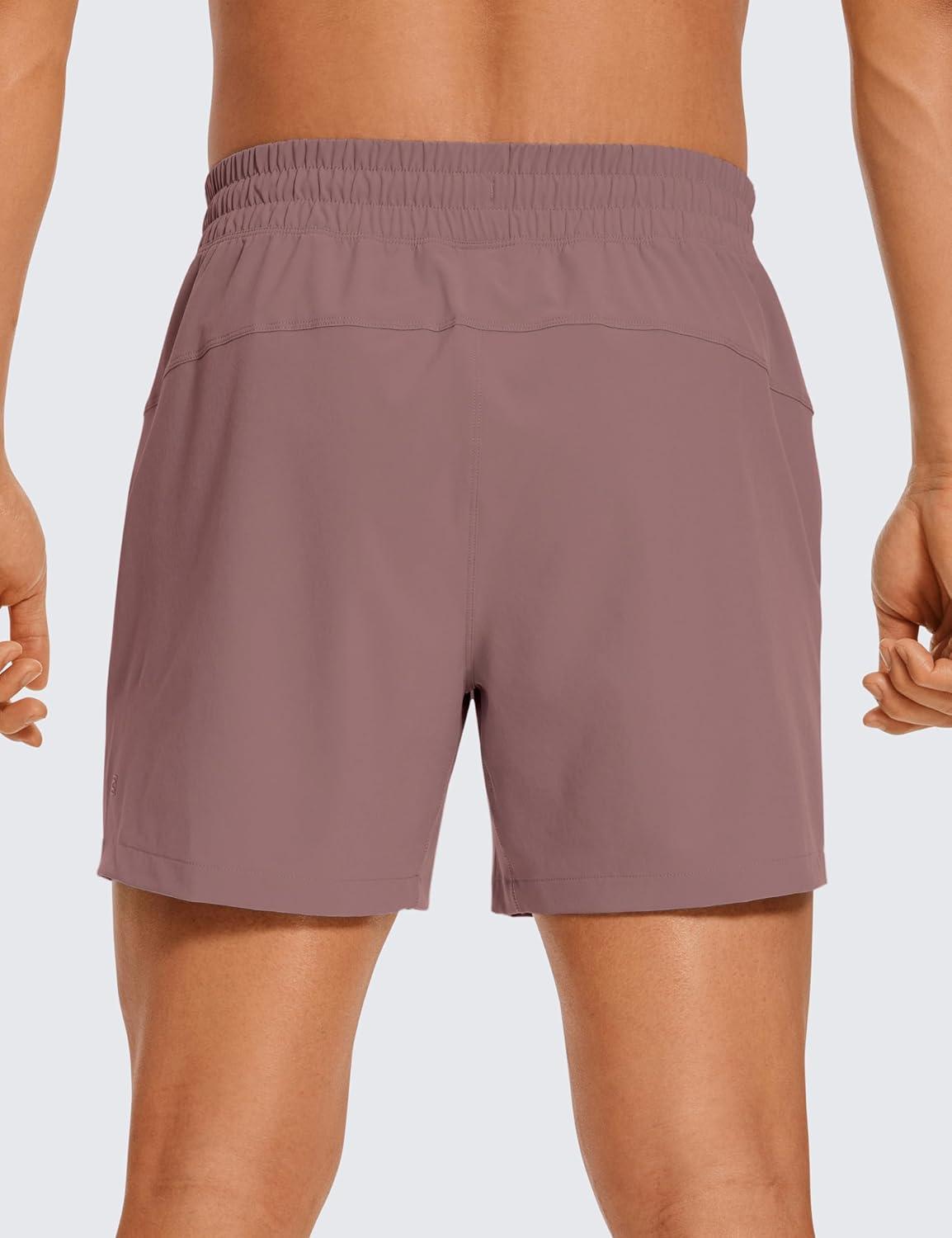 imageCRZ YOGA Mens Linerless Workout Shorts  5 Lightweight Quick Dry for Running Sports Athletic Gym with PocketsMauve