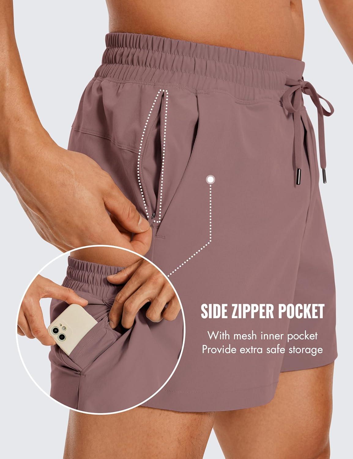 imageCRZ YOGA Mens Linerless Workout Shorts  5 Lightweight Quick Dry for Running Sports Athletic Gym with PocketsMauve