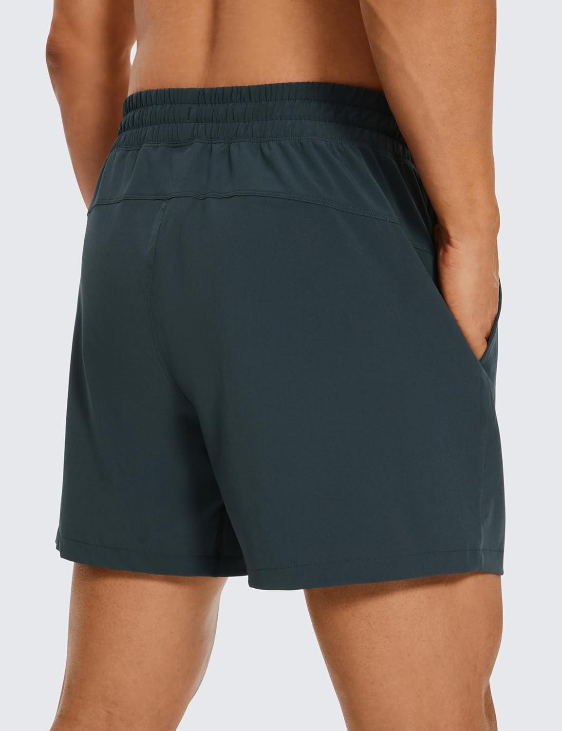 imageCRZ YOGA Mens Linerless Workout Shorts  5 Lightweight Quick Dry for Running Sports Athletic Gym with PocketsMelanite