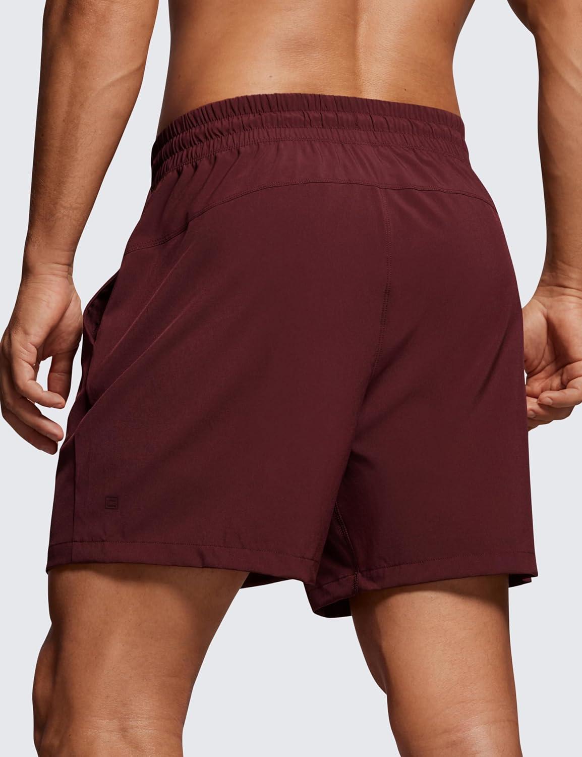 imageCRZ YOGA Mens Linerless Workout Shorts  5 Lightweight Quick Dry for Running Sports Athletic Gym with PocketsRed Merlot
