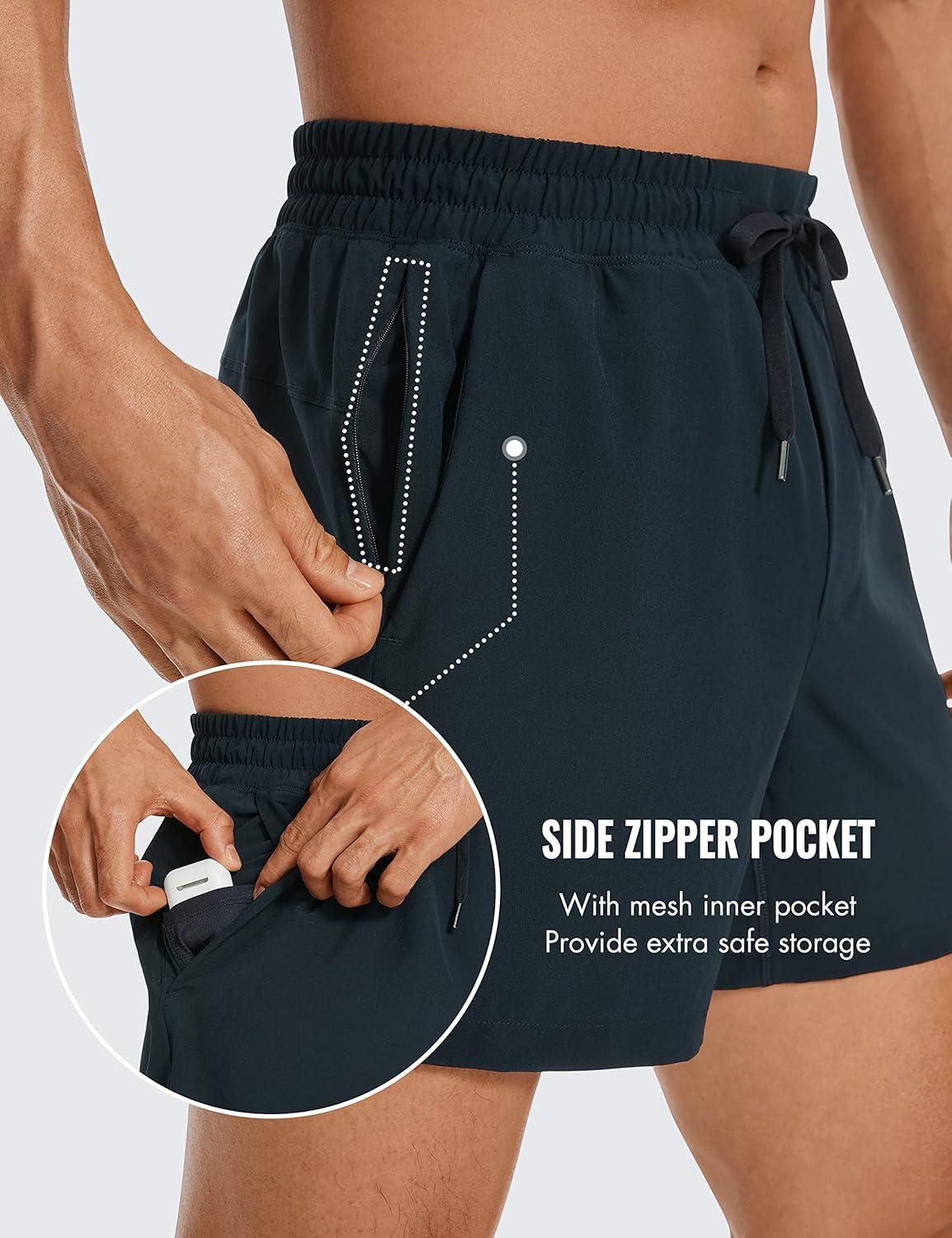 imageCRZ YOGA Mens Linerless Workout Shorts  5 Lightweight Quick Dry for Running Sports Athletic Gym with PocketsTrue Navy