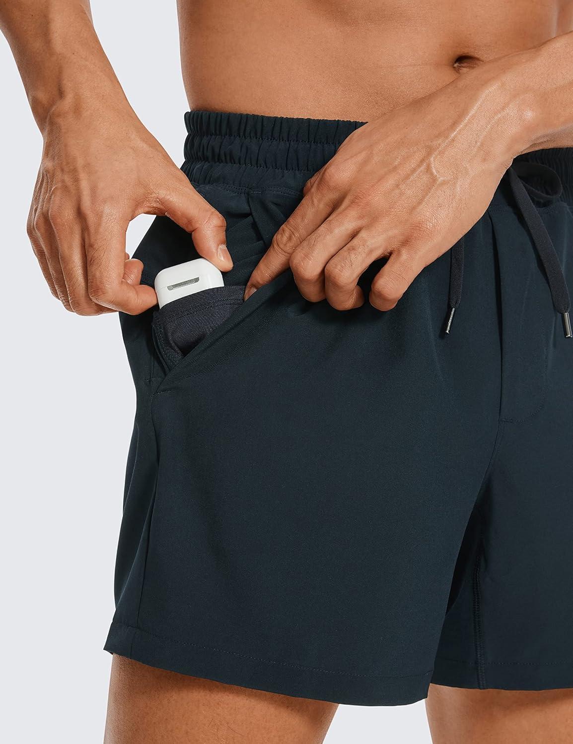imageCRZ YOGA Mens Linerless Workout Shorts  5 Lightweight Quick Dry for Running Sports Athletic Gym with PocketsTrue Navy