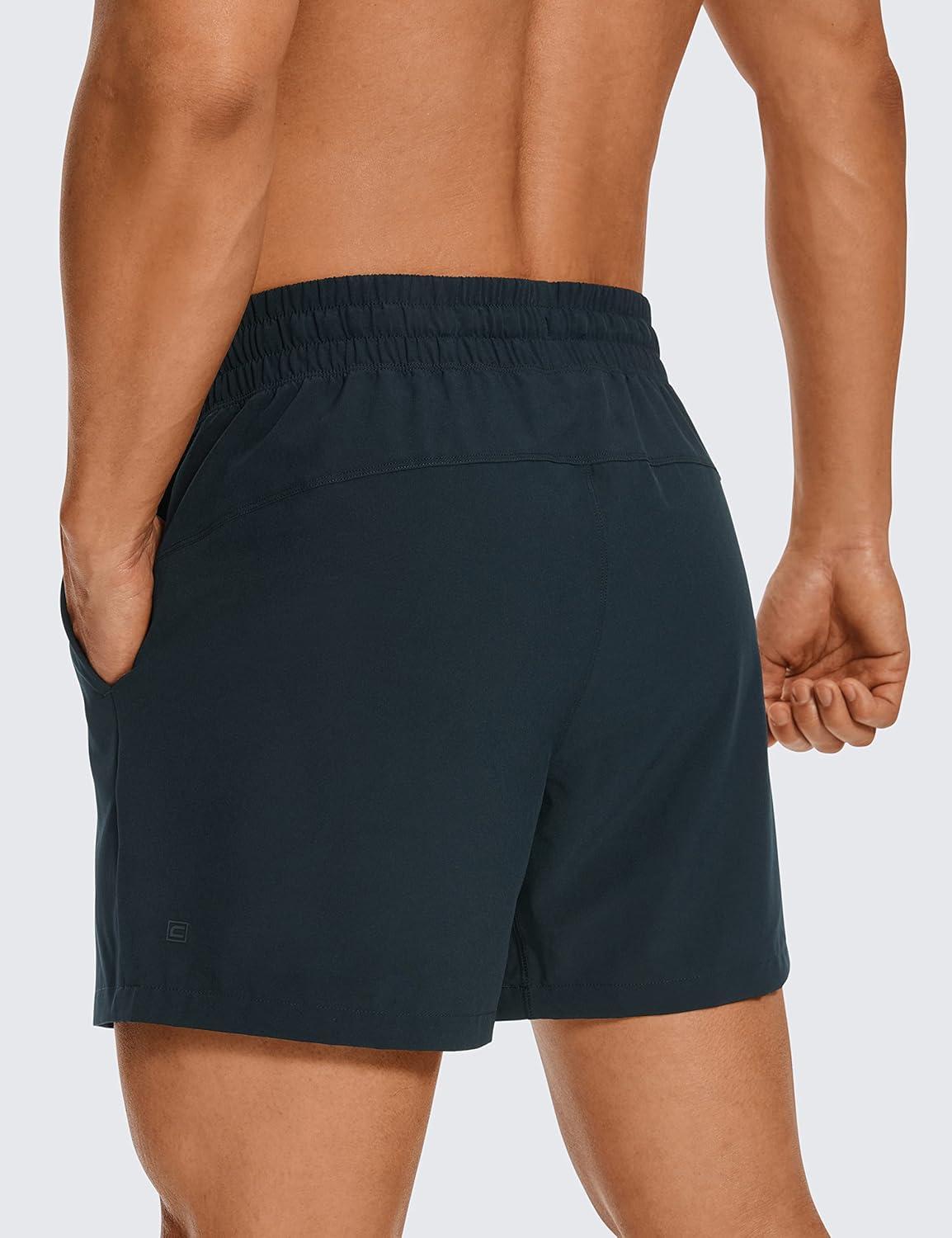 imageCRZ YOGA Mens Linerless Workout Shorts  5 Lightweight Quick Dry for Running Sports Athletic Gym with PocketsTrue Navy