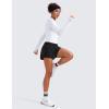 imageCRZ YOGA Athletic Running Shorts for Women V Split Low Waisted Lightweight Gym Workout Athletic Shorts with LinerBlack