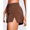imageCRZ YOGA Athletic Running Shorts for Women V Split Low Waisted Lightweight Gym Workout Athletic Shorts with LinerCoffee Brown
