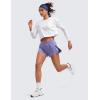 imageCRZ YOGA Athletic Running Shorts for Women V Split Low Waisted Lightweight Gym Workout Athletic Shorts with LinerDark Lavender Purple