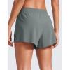 imageCRZ YOGA Athletic Running Shorts for Women V Split Low Waisted Lightweight Gym Workout Athletic Shorts with LinerGrey Sage