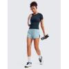 imageCRZ YOGA Athletic Running Shorts for Women V Split Low Waisted Lightweight Gym Workout Athletic Shorts with LinerLight Grayish Blue