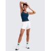 imageCRZ YOGA Athletic Running Shorts for Women V Split Low Waisted Lightweight Gym Workout Athletic Shorts with LinerWhite