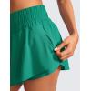 imageCRZ YOGA Athletic Shorts for Women High Waisted Flowy Ruffle Skirt Overlay for Workout Running Tennis with Zip PocketCascadia Green