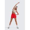 imageCRZ YOGA Athletic Shorts for Women High Waisted Flowy Ruffle Skirt Overlay for Workout Running Tennis with Zip PocketDeep Red