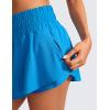 imageCRZ YOGA Athletic Shorts for Women High Waisted Flowy Ruffle Skirt Overlay for Workout Running Tennis with Zip PocketMadagascar Blue