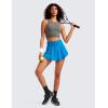 imageCRZ YOGA Athletic Shorts for Women High Waisted Flowy Ruffle Skirt Overlay for Workout Running Tennis with Zip PocketMadagascar Blue
