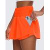 imageCRZ YOGA Athletic Shorts for Women High Waisted Flowy Ruffle Skirt Overlay for Workout Running Tennis with Zip PocketNeon Orange