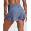 imageCRZ YOGA Athletic Shorts for Women High Waisted Flowy Ruffle Skirt Overlay for Workout Running Tennis with Zip PocketOasis Blue