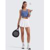 imageCRZ YOGA Athletic Shorts for Women High Waisted Flowy Ruffle Skirt Overlay for Workout Running Tennis with Zip PocketWhite