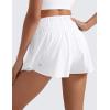imageCRZ YOGA Athletic Shorts for Women High Waisted Flowy Ruffle Skirt Overlay for Workout Running Tennis with Zip PocketWhite