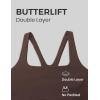 imageCRZ YOGA Butterlift Double Lined Square Neck Sports Bras for Women  Wireless VShaped Racerback Workout Yoga Top Non PaddedHot Fudge Brown
