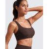 imageCRZ YOGA Butterlift Double Lined Square Neck Sports Bras for Women  Wireless VShaped Racerback Workout Yoga Top Non PaddedHot Fudge Brown