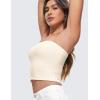 imageCRZ YOGA Butterluxe Double Lined Tube Tops for Women Going Out Crop Sleeveless Tank Bandeau Strapless Casual ShirtsWhite Apricot