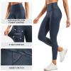 imageCRZ YOGA Butterluxe Matte Faux Leather Leggings for Women 25quot  High Waisted Stretch Ankle Leather Pants Pleather TightsFaux Leather Real Navy Foil