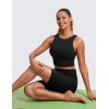 imageCRZ YOGA Butterluxe Racerback Longline Sports Bras for Women  High Neck Padded Crop Workout Tank Top with Built in PadsBlack