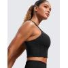 imageCRZ YOGA Butterluxe Racerback Longline Sports Bras for Women  High Neck Padded Crop Workout Tank Top with Built in PadsBlack
