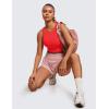 imageCRZ YOGA Butterluxe Racerback Longline Sports Bras for Women  High Neck Padded Crop Workout Tank Top with Built in PadsDeep Red