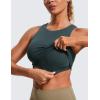 imageCRZ YOGA Butterluxe Racerback Longline Sports Bras for Women  High Neck Padded Crop Workout Tank Top with Built in PadsForest Dark Green