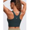 imageCRZ YOGA Butterluxe Racerback Longline Sports Bras for Women  High Neck Padded Crop Workout Tank Top with Built in PadsForest Dark Green