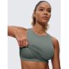 imageCRZ YOGA Butterluxe Racerback Longline Sports Bras for Women  High Neck Padded Crop Workout Tank Top with Built in PadsGrey Sage