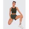 imageCRZ YOGA Butterluxe Racerback Longline Sports Bras for Women  High Neck Padded Crop Workout Tank Top with Built in PadsOlive Green