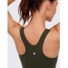 imageCRZ YOGA Butterluxe Racerback Longline Sports Bras for Women  High Neck Padded Crop Workout Tank Top with Built in PadsOlive Green