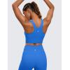 imageCRZ YOGA Butterluxe Racerback Longline Sports Bras for Women  High Neck Padded Crop Workout Tank Top with Built in PadsSparkle Blue