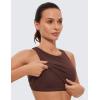 imageCRZ YOGA Butterluxe Racerback Longline Sports Bras for Women  High Neck Padded Crop Workout Tank Top with Built in PadsTaupe