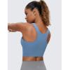 imageCRZ YOGA Butterluxe Racerback Longline Sports Bras for Women  High Neck Padded Crop Workout Tank Top with Built in PadsUniverse Blue