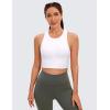 imageCRZ YOGA Butterluxe Racerback Longline Sports Bras for Women  High Neck Padded Crop Workout Tank Top with Built in PadsWhite