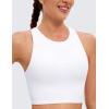 imageCRZ YOGA Butterluxe Racerback Longline Sports Bras for Women  High Neck Padded Crop Workout Tank Top with Built in PadsWhite