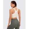 imageCRZ YOGA Butterluxe Racerback Longline Sports Bras for Women  High Neck Padded Crop Workout Tank Top with Built in PadsWhite Apricot