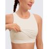imageCRZ YOGA Butterluxe Racerback Longline Sports Bras for Women  High Neck Padded Crop Workout Tank Top with Built in PadsWhite Apricot