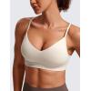 imageCRZ YOGA Butterluxe VNeck Sports Bras for Women  Adjustable Thin Straps Padded Yoga Top Basic Wireless CamisoleMojave Tan