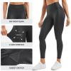 imageCRZ YOGA Butterluxe Womens Matte Faux Leather Leggings 25quot  No Front Seam High Waist Stretch Tights Pleather PantsBlack Foil Pattern