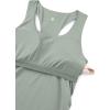imageCRZ YOGA Butterluxe Womens Racerback Maternity Tank Tops Ruched Sleeveless Pregnancy Yoga Tee with Built in Bra Workout ShirtGreen Palm Court