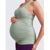 imageCRZ YOGA Butterluxe Womens Racerback Maternity Tank Tops Ruched Sleeveless Pregnancy Yoga Tee with Built in Bra Workout ShirtGreen Palm Court